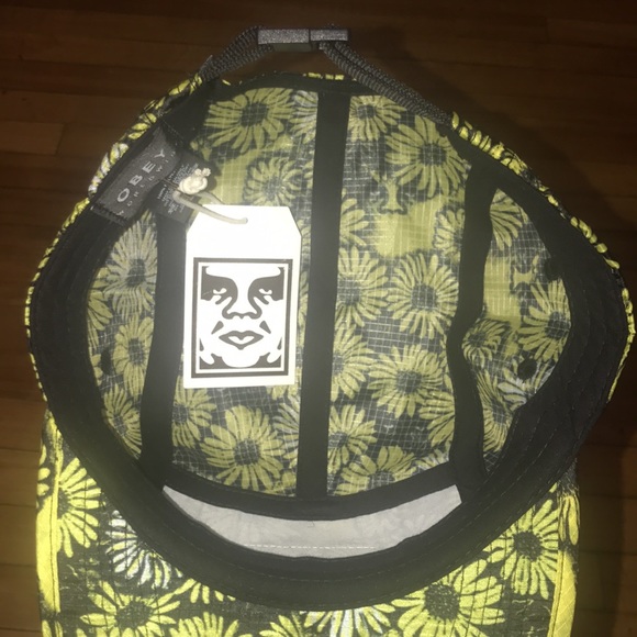 NWT Obey Rapids Black/Yellow 5 Panel Strapback Hat - Picture 5 of 5